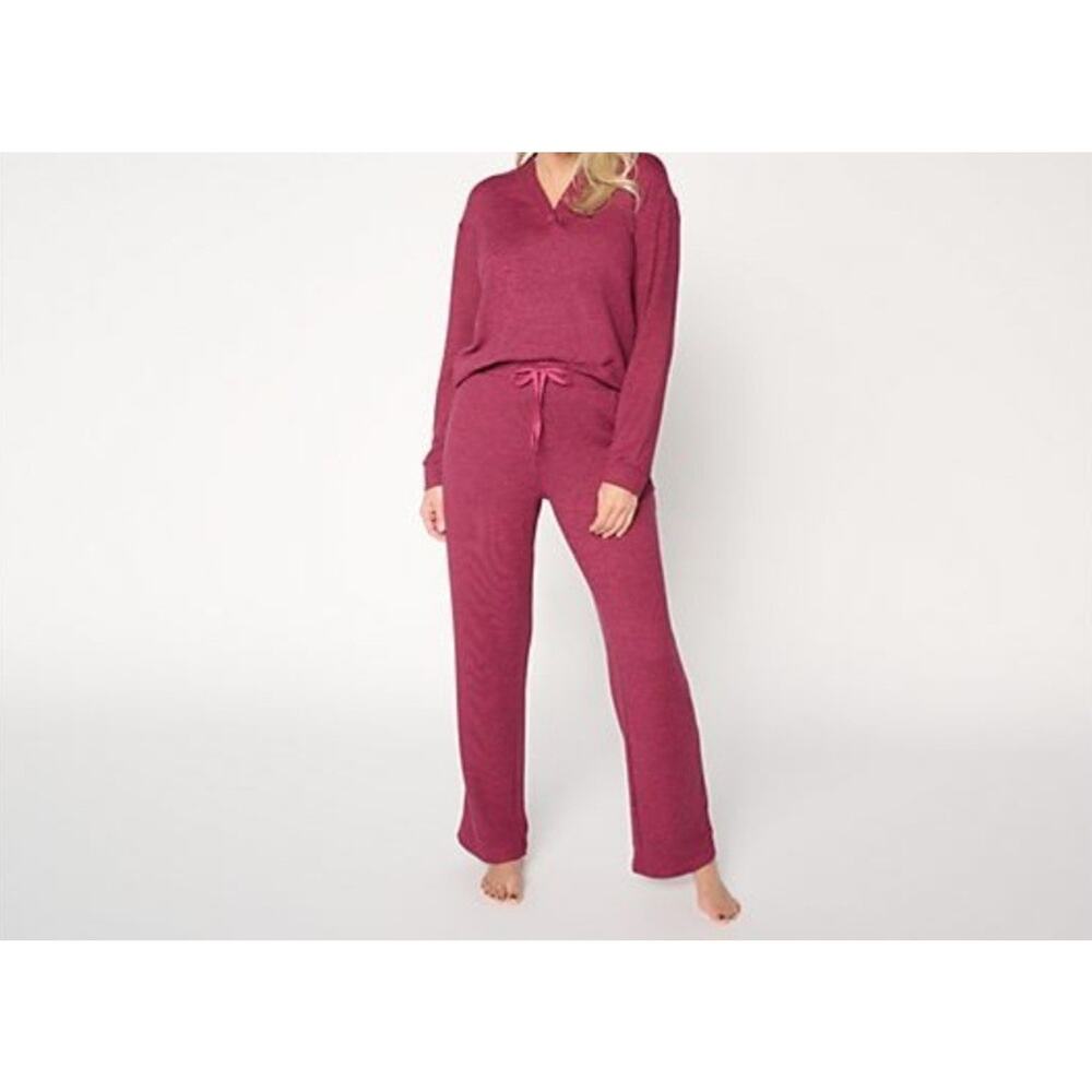 Stan Herman Med Wine Soft Sweater Lightweight Knit 2 Pc Lounge Set A703156 NWOT